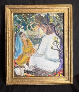Original 1966 mixed-media framed painting titled: 